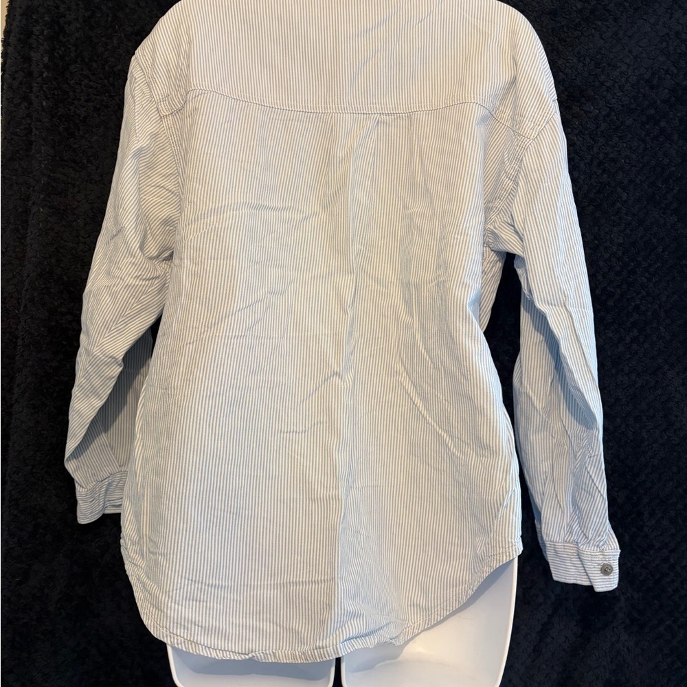 Vintage 90s Y2K Jordache Striped Blue Button Up - Picture 8 of 10